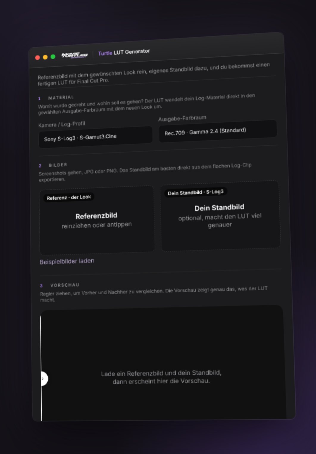 Turtle LUT Generator – App-Fenster